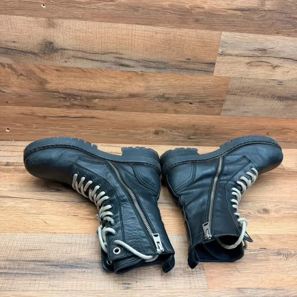 Allsaints women size 7 Eu38 black Leather Combat Boot